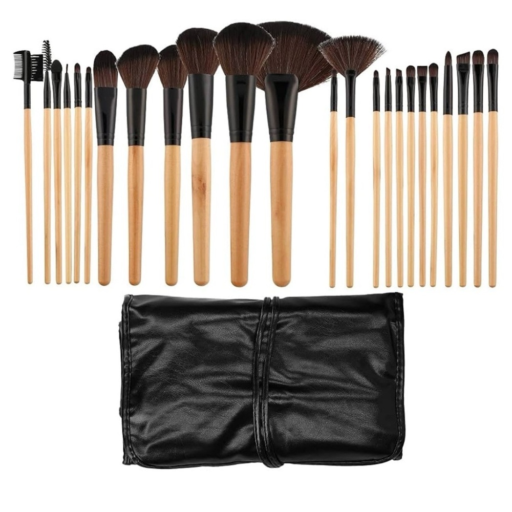 24-Piece Professional Makeup Brush Set with Black Case